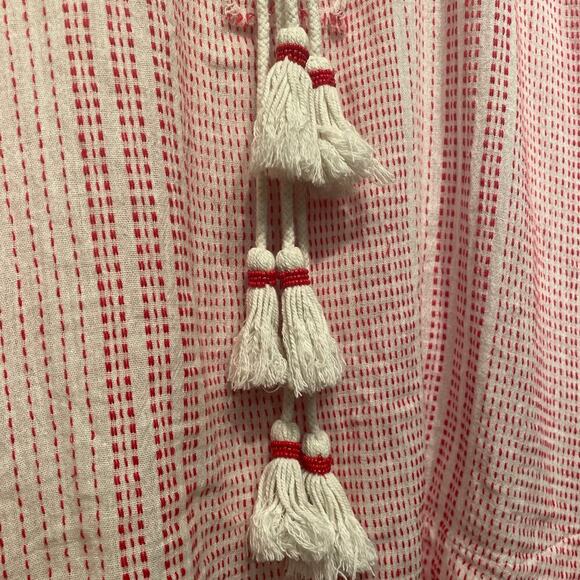 Johnny Was S Embroidered Beaded Top | Red Boho Tunic Peasant Blouse + Pockets - Picture 5 of 12